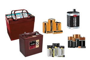 DNOW sells industrial batteries alongside modern battery chargers.