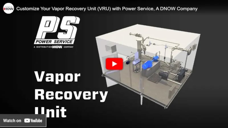 Video thumbnail of Power Service, A DNOW Company, Vapor Recovery Units demonstrating 95% hydrocarbon emissions capture from crude oil storage.